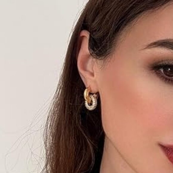 Neiman Marcus 14K Gold Plated Small Huggie Dangle Earrings - Picture 2 of 5